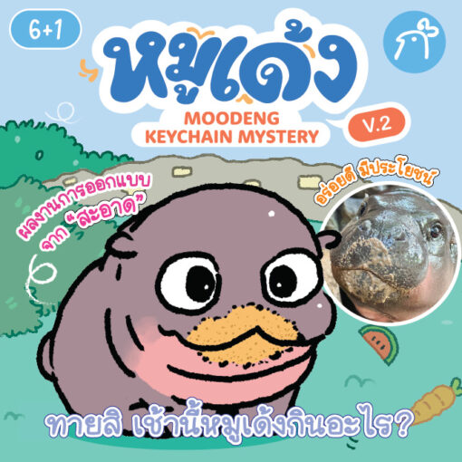 พวงกุญแจสุ่ม หมูเด้ง V2 [Moodeng Keychain Mystery V2]